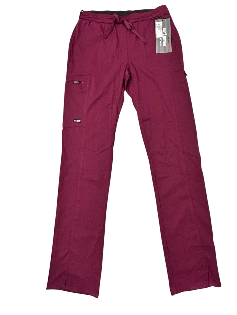 NEW Grey's Anatomy Spandex Stretch Kim Cargo Scrub Pants in Wine Small Tall